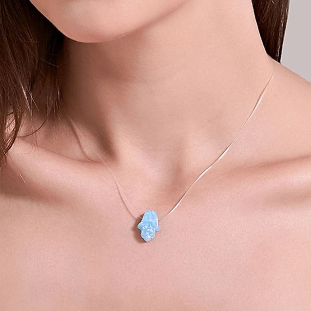 RESTOCKED! 3/$30 NEW! Dainty Hamsa Necklace Pendant Cute Boho Turquoise Opal